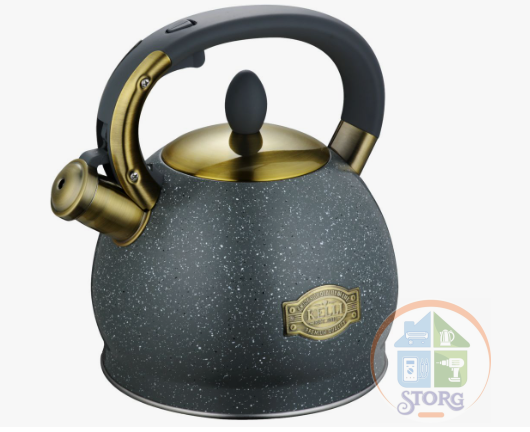 Чайник металлический на газ KELLI KL-4555 (Серый мр,Объем 3л; Нерж.сталь; Теплоемкое капсульное дно)