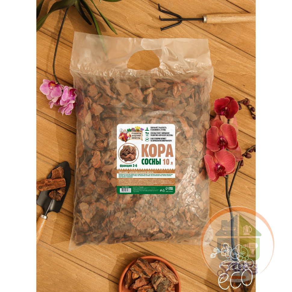 Кора сосны "Рецепты Дедушки Никиты" 10 л фр 2-6   4698978
