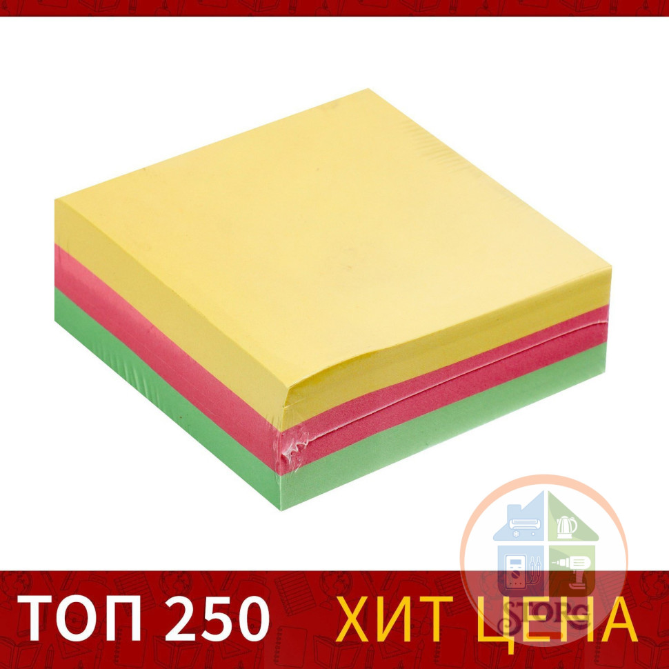 Блок с липким краем 76мм*76 мм 300л, 3 цвета пастель   5491830