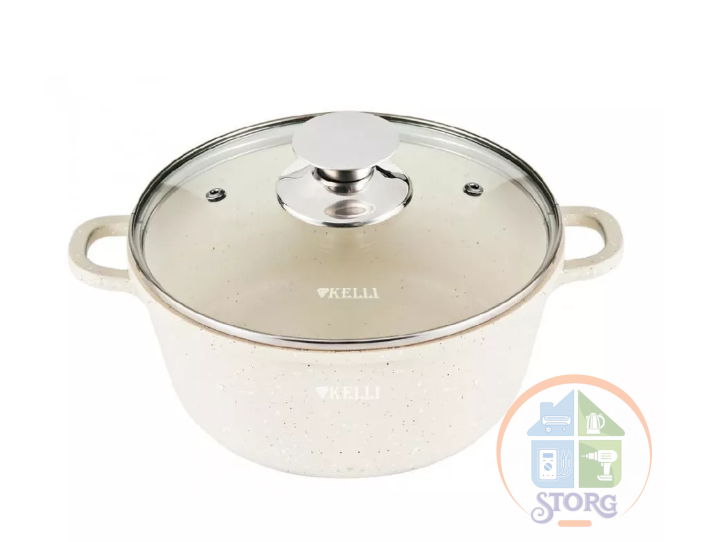 Кастрюля с гранитным покрытием KELLI KL-4714-24,  4,5л, d-24см, алюминий, индукц.дно
