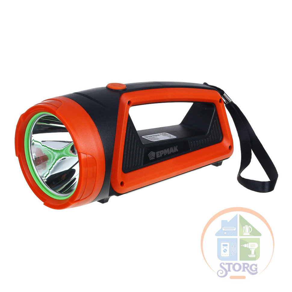 Фонарь прожектор ЕРМАК, LED + COB, 6 режимов, 2400мАч, USB кабель, 9х9х20см, пластик